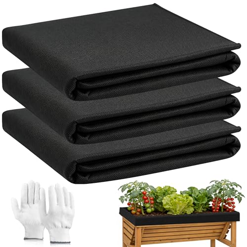 3PCS 64" X 114" Raised Garden Bed Liner, Planter Box Liner with Glove