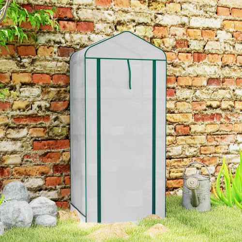 Outsunny 4 Tier Mini Greenhouse w/ Screen Roof 27.6" x 19.7" x 62.2" White - color: White, size: 4 Tier
