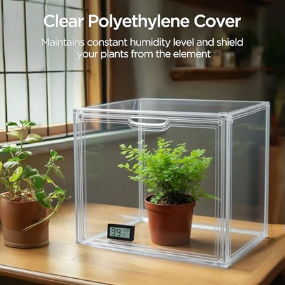 HBlife Mini Greenhouse for Indoor, Clear Stackable Green House with Magnetic Waterproof Door for Small Plants Nursery Germination and Display, Tabletop Portable Greenhouse, 14.1x8.6x10.6 Inch (3 Pack) - size: 14.17 x 8.66 x 10.63 Inch (3 PACK)