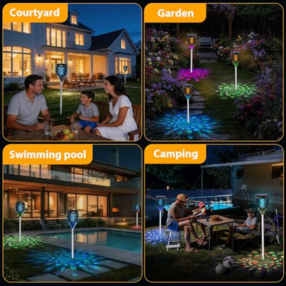 Rossetta Solar Bug Zapper Outdoor, Fly Zapper with Flame & Projector Light - color: Black