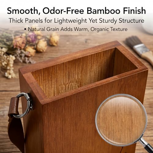 Bamboo Wall Planters with Durable Leather Handle for Indoor Plants
