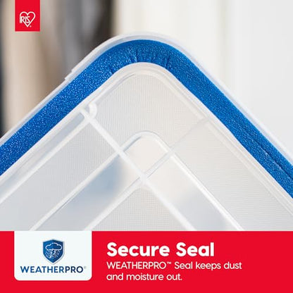 IRIS USA 3-Pack 16 Qt Storage Bins with Gasket Lids, Clear/Blue - size: 16 Qt. - 3 Pack