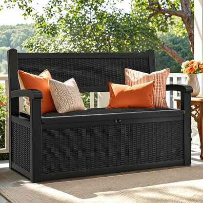 YITAHOME 70 Gallon Deck Bench with Storage - color: Black, size: 80Gallon