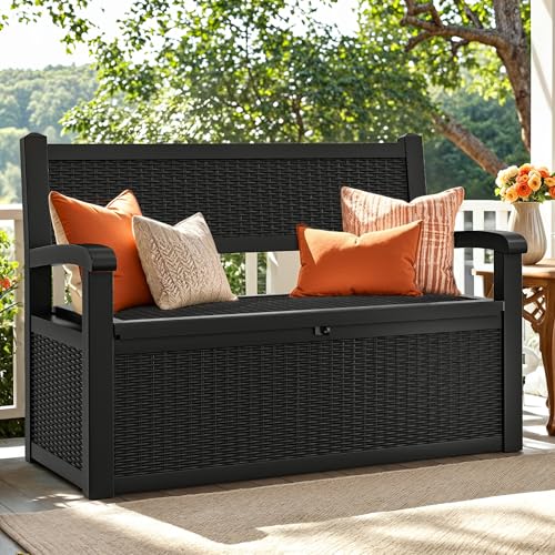 YITAHOME 70 Gallon Deck Bench with Storage - color: Black, size: 80Gallon