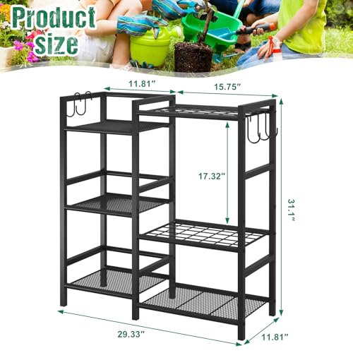 keomaisyto Garden Tool Organizer with Large Hooks, Garage Storage Rack - size: 29.5"W*11.8"D*31.1"H