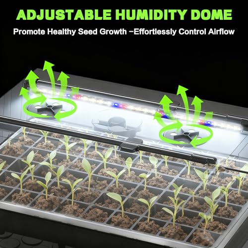 60-Cell Self-Watering Seed Starter Tray with Grow Light, Upgraded 1–24H Timer, Seed Trays with Humidity Dome, Indoor Gardening System, Starter Kit for Seeds, Plant Germination - size: 60 cell