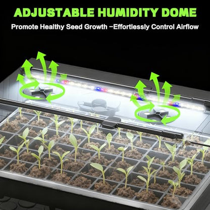 60-Cell Self-Watering Seed Starter Tray with Grow Light, Upgraded 1–24H Timer, Seed Trays with Humidity Dome, Indoor Gardening System, Starter Kit for Seeds, Plant Germination - size: 60 cell