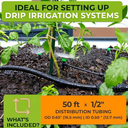 CARPATHEN 1/2" Irrigation Tubing for Quick Connect Drip System Kit, 50 feet