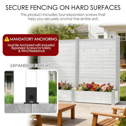 Kozyard 2Pack Privacy Screen with Planter70 H x 51" W Outdoor Garden Screen - color: White/2pack