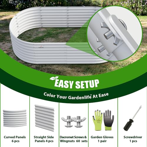 Anleolife 6x3x2ft Oval Deep Root Raised Garden Bed, Antique White - color: Oval White, size: 6×3×2ft Tall