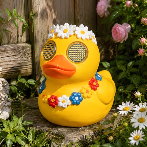 Solar Duck Garden Statue，Outdoor Duck Decor with Solar Moving Led Eyes - style: Garden