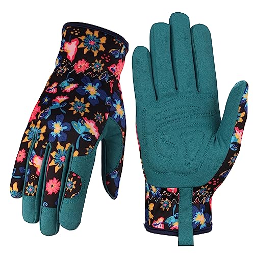 Bamllum Gardening Gloves for Women, Leather Garden Gloves - color: Shuicailv