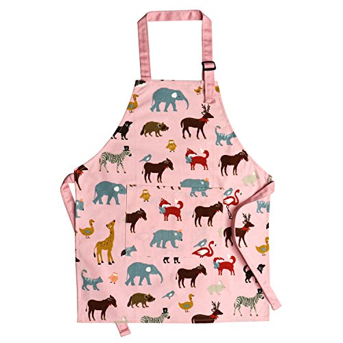 Jennice House Kids Aprons, Cotton Children Aprons with Adjustable Neck Strap Child Chef Aprons - color: Pink, size: Small