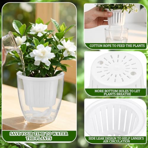 Self Watering Plant Pots, 3.5'', Transparent White, 18 Pcs - color: Transparent White, size: 3.5''