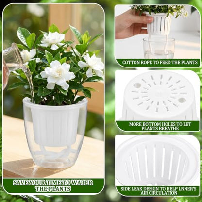 Self Watering Plant Pots, 3.5'', Transparent White, 18 Pcs - color: Transparent White, size: 3.5''