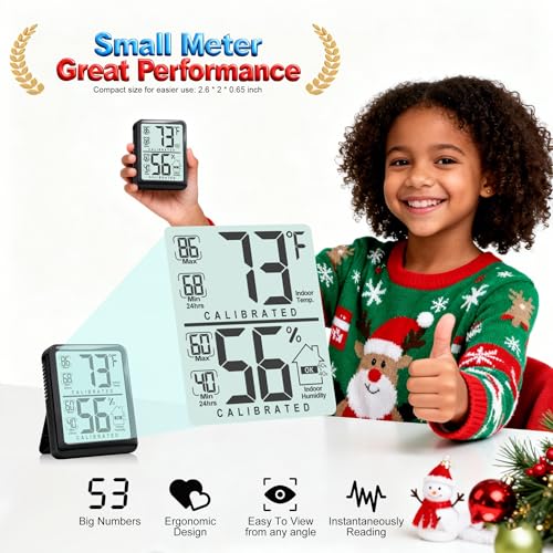 Antonki Room Thermometer Indoor Hygrometer, Temperature and Humidity Meter - color: Black