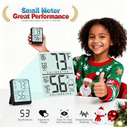 Antonki Room Thermometer Indoor Hygrometer, Temperature and Humidity Meter - color: Black