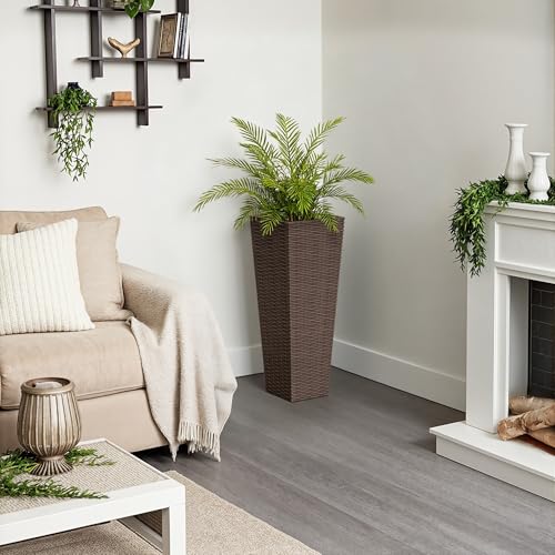 Greesum 23 Inch Tall Plastic Planters (Set of 2), Brown - color: Brown, size: 23" Height without Tray