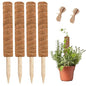 YEAJON 4 Pcs 15.7 Inch Coir Moss Totem Pole Monstera Plant Support with 2 Pcs 32.8ft Jute Rope, Plant Stakes for Indoor Plants Climbing, Support Extension(4 Packs 15.7 Inch)