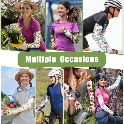 Gardening Sleeves for Women UV Sun Protection with Thumb Hole Anti-Scratch - color: Blossoms