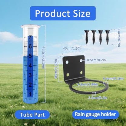 TBWHL 7" Outdoor Rain Gauge with Stainless Steel Bracket for Garden Yard - color: Black
