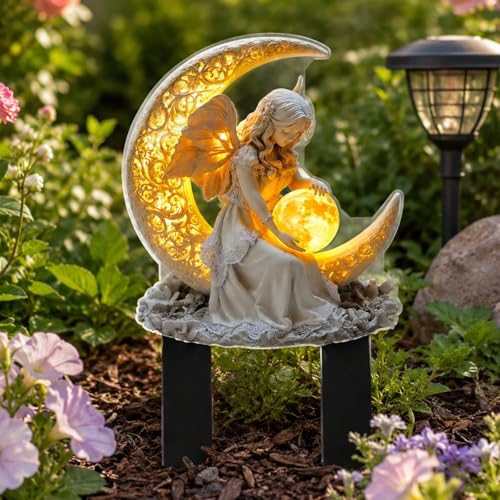 Outdoor Garden Stakes - 2D Lawn Ornaments for Outdoor Yard, Pathway & Landscape Patio, Gift for Gardening Lovers (Moon Fairy) - color: Moon Fairy