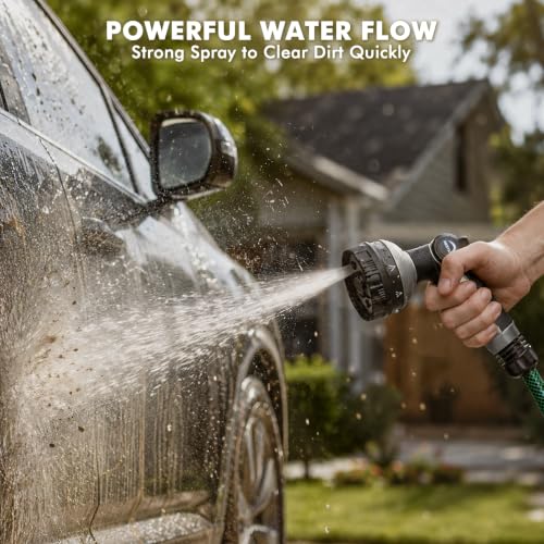 RESTMO Garden Hose Nozzle Heavy Duty, Thumb Control Metal Sprayer Nozzle - color: Silver, size: Normal