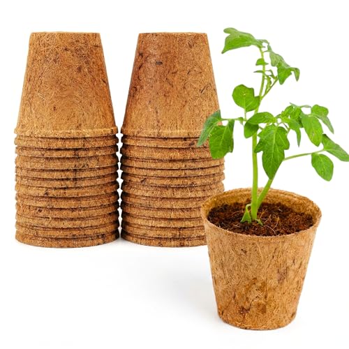 PlantBest 3 Inch Coconut Coir Biodegradable Pots - 22-Pack