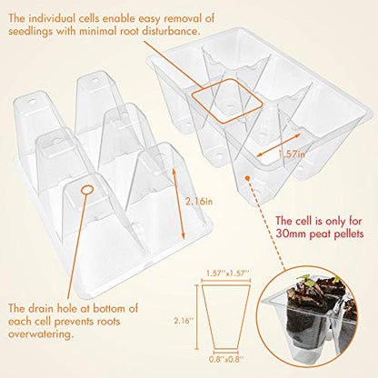Gardzen 20 Pack Seed Starter Trays with Adjustable Vented Dome 240 Cell Clear - color: Clear, size: 20-Pack