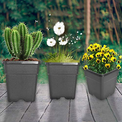 2 Gallon Square Nursery Pots Plant Pots Grow Pots Nursery Container Fit for Planting Soil Plants 10Pcs - color: Black, size: 1.4 Gallon