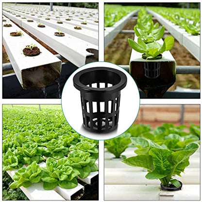 50PCS 1.75" Mesh Net Cup Pots Basket Hydroponics System Supplies Aquaponics Seed Growing Media Black - color: Black