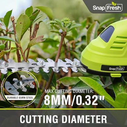 SnapFresh Cordless 7.2V Hedge Trimmer & Grass Shears, 180° Rotating Head