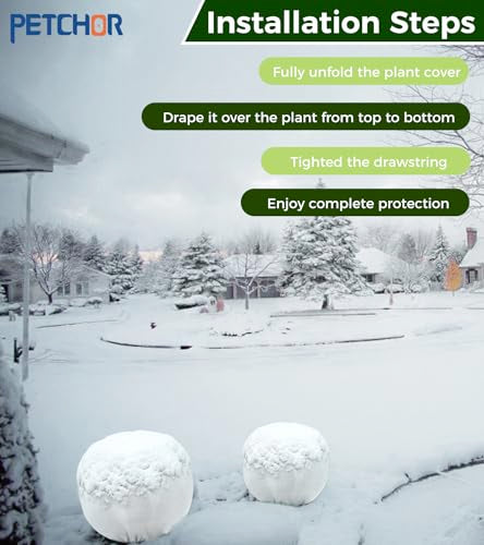 4PCS Winter Plant Covers Freeze Protection with Drawstrings 39x39″ - color: White
