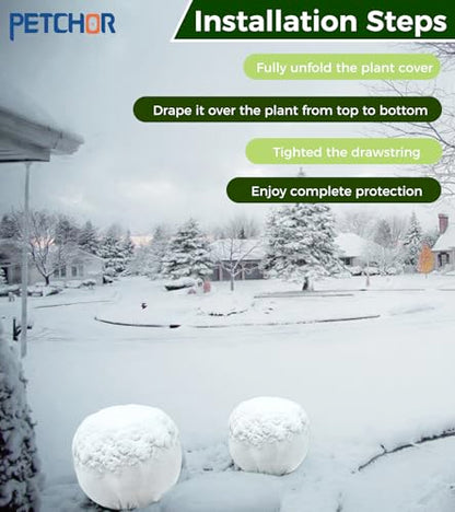 4PCS Winter Plant Covers Freeze Protection with Drawstrings 39x39″ - color: White