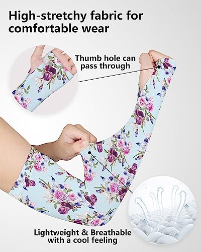 2 Pairs Gardening Sleeves for Women Sun Protection Arm Sleeves for Women Anti-Slip Floral Gardening Sleeves