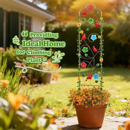 2 Pack Metal Garden Trellis Arched Fence Trellises for Climbing Plants Outdoor, Roses, Vines, Flowers, and Vegetables Support, 60'' H x 12'' W Redbird - color: Redbird