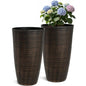 2-Pack 23.5" Bronze Plastic Tapered Planters with Vertical Stripes - color: 23.5" Pp-brushed Bronze