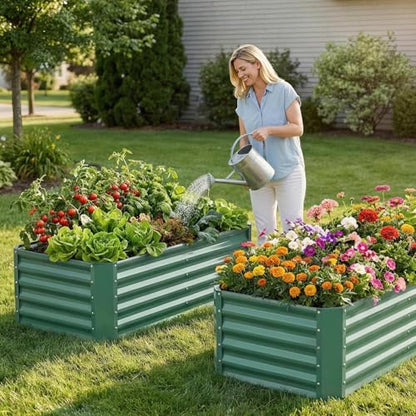 Raised Garden Bed Kit 4x2x1.4ft, Metal Planter Boxes Outdoor, Green - color: Lotusgreen, size: 4x2x1.4ft