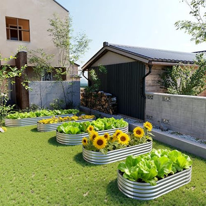 2PCS 12x2x1FT Galvanized Metal Raised Garden Bed,Outdoor Planter Box for Vegetables - size: 12x2x1(2PCS)
