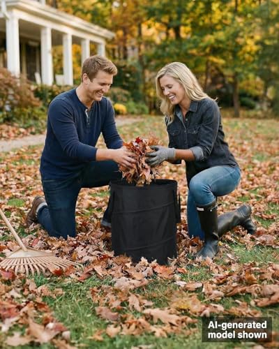 MXIMU Collapsible Trash Can for Garden, 24 Gallons, Black