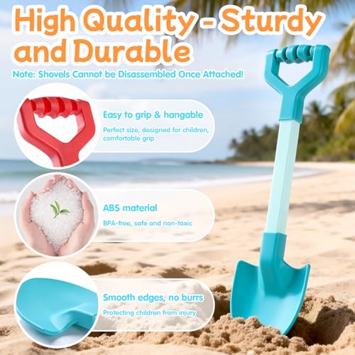 20 Inch Beach Sand Shovels for Kids (Red) - color: Red