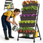 5-Tier Vertical Garden Bed Planter Boxes with Wheels, Drainage System & Storage Space, Mobile Vertical Garden Planter with 5 S-Hooks for Plants Vegetables Flowers Herbs in Garden Patio Yard - style: with wheels