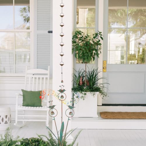 Calla Lily Decorative Garden Stake with Bells - color: Bronze Green