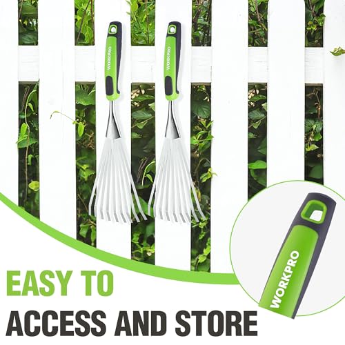 WORKPRO 16" Hand Rake, Garden Rake with Soft Handle