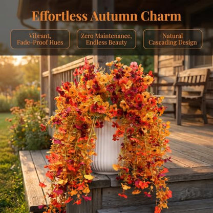 FULLMUSIC Autumn Artificial Flowers for Outdoor (Brown Yellow Orange)