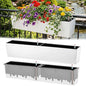 2 Pack Hanging Wall Planter Boxes 40" Large White Rectangular Flower Box with Window Bracket Self Watering System Railing Planter Outdoor Plant Pot Container Deck Rail Fence Balcony