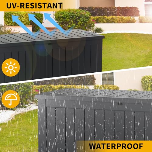 200 Gallon Waterproof Outdoor Storage Box, Lockable Deck Boxes With Handle, Indoor and outdoor Resin Storage Box for Garden Tools, Patio Cushions, Package Delivery, Black - size: 200 Gal