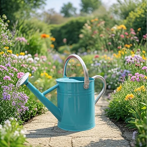 Metal Watering Can for Outdoor Plants, Watering Can 1 Gallon (Leaf Green) - color: 006 Leaf Green