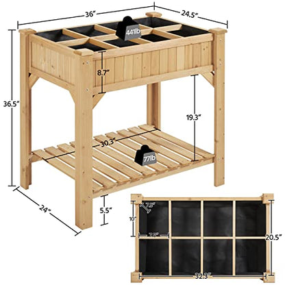 Yaheetech 36" Raised Planter Box 8-Pocket with Grow Grid,1Pcs