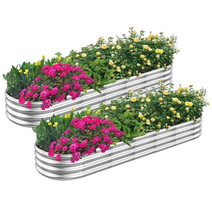 RAYKEEP 2 Pack 8x4x1ft Galvanized Raised Garden Bed, Silver - color: 2pcs, size: 8x2x1ft(2pcs)